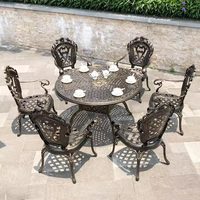 Table Ronde de Jardin Moderne en Métal pour Terrasse, Balcon, Mobilier d'Extérieur en Aluminium Coulé