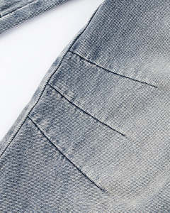 Pantalones Cargo de Mezclilla para Hombre, Cintura Alta, Lavados, Tejido Sólido, Pierna Ancha, Múltiples Bolsillos, Estilo Urbano - Product Image 5