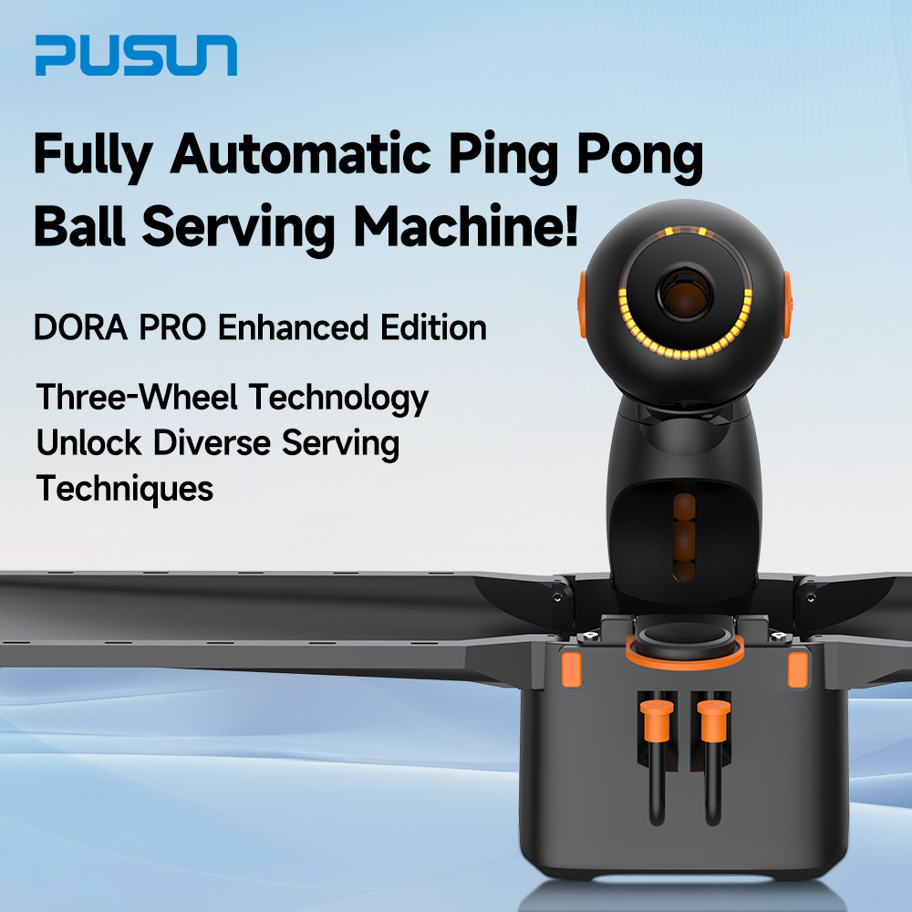 New Version Intelligent PUSUN DORA PRO Table Tennis Robot Black Orange Pingpong Robot Machine with Smart APP Control
