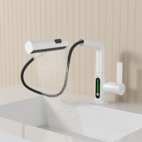 Robinet de lavage extractible de lavabo coloré électrogénérant hydraulique intelligent numérique à LED