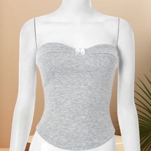 Viviblook C25TP160 Ladies <b>Outfits</b> <b>Sexy</b> Tank Top Bow Decoration Strapless Crop Top for <b>Women</b> - Product Image 1