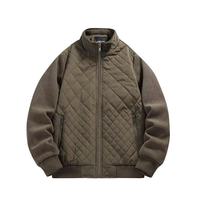 Blouson Bomber Homme Vintage Transfrontalier Matelassé Fin Col Montant Piqué Losanges Imperméable Respirant Décontracté Printemps Polyester