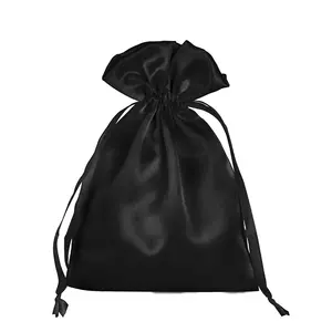 사용자 정의 작은 블랙 로즈 골드 선물 그리기 문자열 가방 파우치 핑크 화이트 대형 먼지 실크 새틴 드로스트링 가방 로고