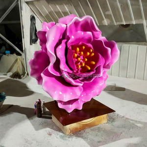 نافورة منحوتة على شكل زهرة اللوتس الكبيرة مصنوعة من الفولاذ المقاوم للصدأ، تمثال فني معدني مخصص لتزيين الحدائق - Product Image 3