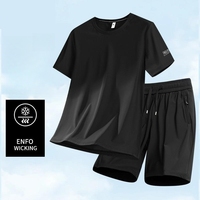 Ensembles de sport 2026 en soie glacée, séchage rapide, respirants, pour hommes et femmes, T-shirt et short anti-humidité, tenues de gym 2 pièces pour la course à pied