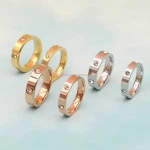 Tuswans oro argento placcato rosa Cubic Zirconia anello di promessa in acciaio inossidabile gioielli per fedi nuziali da donna anelli di amicizia d'amore