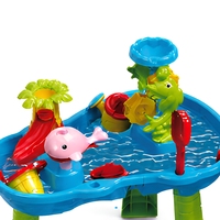 Table de jeu de plage pour enfants, ensemble de jeu éducatif d'extérieur avec tabouret et jouets en plastique pour les enfants de 5 à 7 ans
