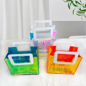 Custom Laser Transparent Colorful PVC <b>Gift</b> Bag, Fashion Small <b>Gift</b> Bags, <b>Gift</b> <b>Wrap</b> Bags for <b>Wedding</b> Souvenir 11.02"x5.3"x9.8" - Product Image 6