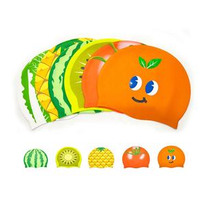 Gorro de Natación Naranja de Fábrica para Cabello Largo y Rizado, Gorro de Natación de Silicona con Diseño de Fruta, Lindo para Niños y Adultos, Personalizable - Product Image 1
