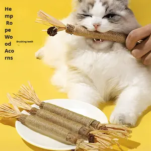 Juguete masticable <span class=keywords><strong>de</strong></span> rafia ecológico <span class=keywords><strong>para</strong></span> <span class=keywords><strong>perros</strong></span> y gatos Catnip Teaser Stick Juguete elegante <span class=keywords><strong>para</strong></span> mascotas - Product Image 1