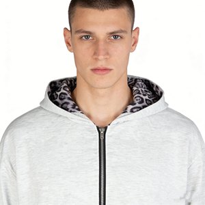 Sudadera con capucha para hombre, personalizada, de bajo costo, de algodón, felpa francesa y forro polar, con cremallera y bloques de color de leopardo, ropa para hombre. - Product Image 5