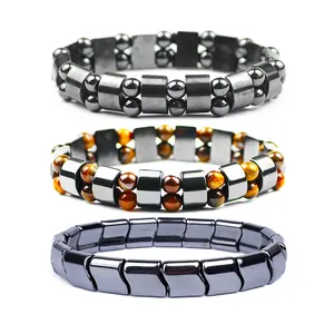 New Positive Energy Wave Hematite Energy Bracelets Nature High Polish Hematite Magnetic Bracelets For Men Women Jewelry