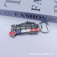 Pembuka Botol Kulkas dari Paduan Seng, Kerajinan Logam Kustom Pabrik Prancis Cote D'Azur Paris Arc De Triomphe Menara Eiffel