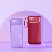 Batterie externe portable 10000 mAh avec logo OEM, affichage numérique réel, câble intégré, design transparent, capacité réelle, électronique grand public