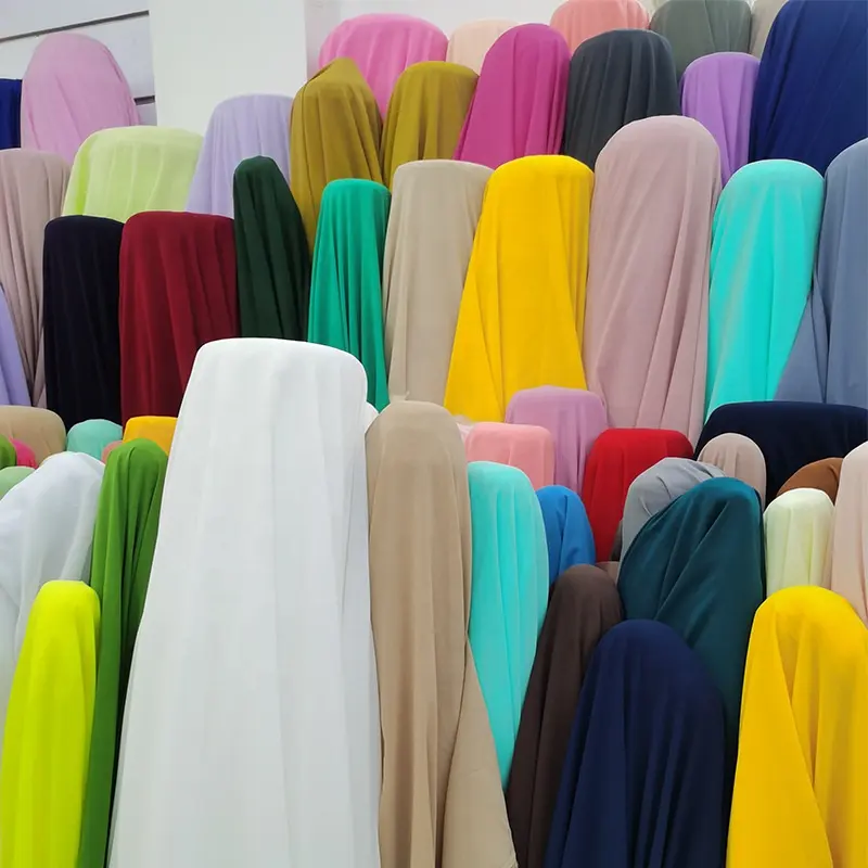 Nhà Máy Bán Hàng Trực Tiếp Lụa Voan Vải Polyester Dệt May Rèm Vải Voan Cho Abaya Quần Áo