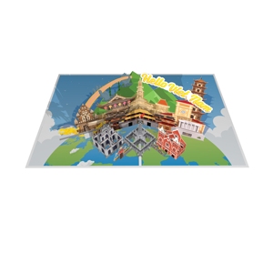 Carte de vœux de luxe artisanale personnalisée avec impression numérique 3D pop-up sur le thème de l'architecture culturelle vietnamienne, idéale pour les anniversaires et les souvenirs en papier - Product Image 1