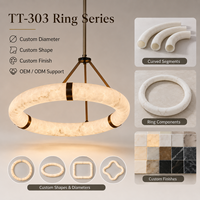 Lustre Moderne Translucide Blanc en Onyx Artificiel Décoratif, Anneau en Albâtre, Décoration Murale de Luxe pour la Maison, Découpable sur Mesure