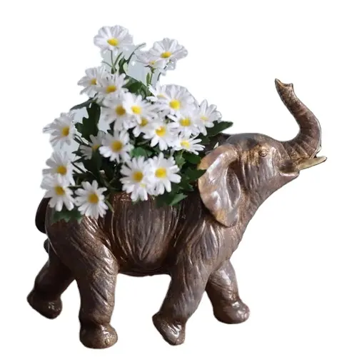 홈 장식 동상 화분 장식품 코끼리 입상 수지 공예 코끼리 수지 장식품