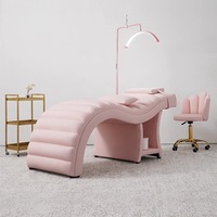 Lit de massage INS Style S-Shaped pour extensions de cils, lit de beauté de luxe INS Style pour salon SPA, lit de soin du visage incurvé pour extensions de cils