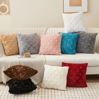Nouvelle Housse de Coussin Simple Style Uni en Peluche, Coussin de Canapé Jacquard pour la Maison et la Chambre