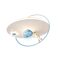 Lámpara de Techo Infantil de 50cm, 46W LED, Diseño de Astronauta y Luna, Protección Ocular, Redonda, para Dormitorio Infantil o Guardería