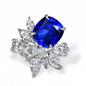 Mustan nhà máy đồ trang sức 925 bạc sang trọng Pave thiết lập Eternity Wedding Bands Lab Grown <span class=keywords><strong>Ruby</strong></span> Sapphire nhẫn cho Đảng dịp - Product Image 2