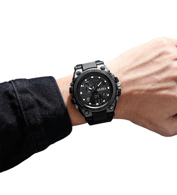 Men's Fashion Sport Digital Wrist Watch Waterproof Dual Display with Super Luminous Chronograph Seiko Movement for Kids