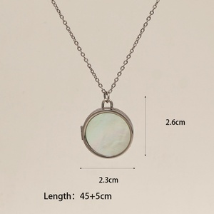 Collier pendentif magnétique tendance en acier inoxydable plaqué or, style bouddhiste, forme papillon carré, coquille naturelle - Product Image 6