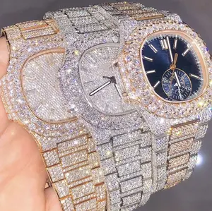 Rappers Vvs Diamond Polshorloge Hiphop Iced Out Moissanite Horloge Voor Mannen