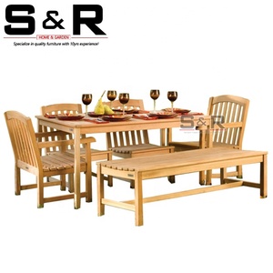 2025 SR đồ nội thất hiện đại Gỗ tếch gốc bàn và ghế thiết lập cho sân vườn Patio hồ bơi sân nhà kho phòng khách - Product Image 1