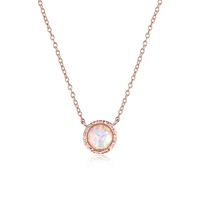 Bijoux pour femmes Collier en argent sterling 925 plaqué or rose avec opale ronde bleue
