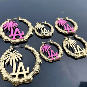 Ins – boucles d'oreilles en bambou pour femme, en acier inoxydable, mignon, rose, Sexy, pour l'été, pour <span class=keywords><strong>LA</strong></span> saint-valentin - Product Image 2