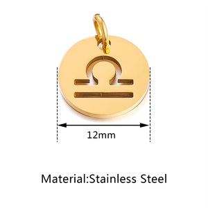 12 colgantes de acero inoxidable del horóscopo ahuecados Sagitario Piscis Libra Gemini constelaciones encantos accesorios de joyería para mujer - Product Image 2
