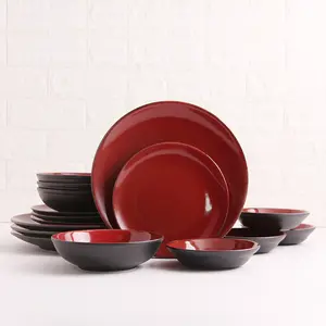 Vintage personal isierte schwarz rot neues Design Diner Set Platte Keramik Nordic Modern Hotel Keramik platte und Schalen