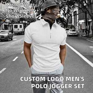 Wholesale Summer Designer <b>Men's</b> Jogger Sets Custom Logo Casual for <b>Polo</b> Shorts Embroidered Knitted Sweatsuit <b>Shirt</b> Pants - Product Image 2