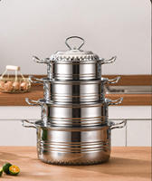 Ensemble de casseroles en acier inoxydable 4 pièces 16 18 20 22 cm, faitouts de cuisson avec couvercles, finition poli miroir, pour cuisine, restaurant, maison