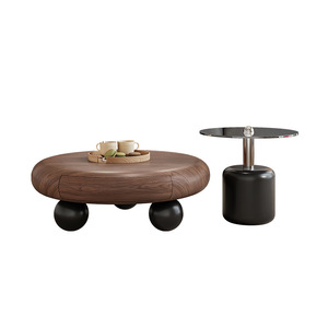 Mesa de Centro Decorativa Moderna de Estilo Wabi-Sabi en Madera de Nogal Antigua con Almacenamiento, Muebles de Sala de Estar de Alta Gama y Lujo Discreto - Product Image 5