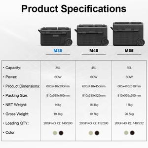 TWW45 Mini taşınabilir 12V AC kompresör araba buzdolabı 24V kapasiteli çift bölge dondurucu pil kumandalı PLA plastik - Product Image 2