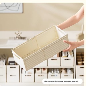 Retractable PP Plastic <b>Storage</b> <b>Box</b> for <b>Kitchen</b> & Cosmetic Sundries Right Angle Design Desktop Use - Product Image 4