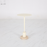 Table d'appoint blanche Basse Travertin nordique moderne luxe rond en fer petite table basse en pierre de travertin pour salon