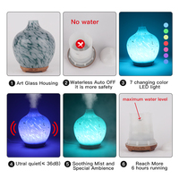 Diffuseur d'huiles essentielles élégant avec lumière LED 7 couleurs, humidificateur ultrasonique en verre, brûleur d'aromathérapie 100 ml, usage hôtelier et domestique