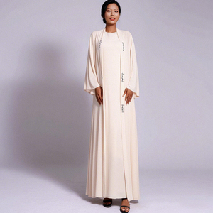 Ramadan EID Islamic Abaya Set 2 Piece: Frente Aberta Diamante <span class=keywords><strong>Cardigan</strong></span> Vestido para Modestas Mulheres Muçulmanas - Product Image 4