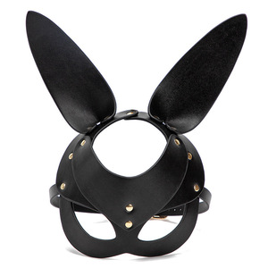 Máscaras para ojos de zorro y conejo, de cuero negro con ribete rojo, para juegos de rol, uso adulto, máscaras de fiesta unisex - Product Image 4