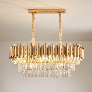 Grande Lampadario a Sospensione Dorato con Altezza Regolabile, Moderno Lampadario di Lusso in Cristallo per Casa, Ufficio, <span class=keywords><strong>Soggiorno</strong></span>, Isola della <span class=keywords><strong>Cucina</strong></span> - Product Image 2