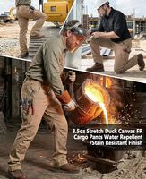 8432 Fortement recommandé, pantalon de travail en toile Dura-Stretch Rip-Stop avec poches cargo de 8,5 oz, résistant aux flammes, hydrofuge et anti-taches