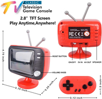 Console de jeu portable rétro classique en forme de mini-téléviseur 8 bits de 2,8 pouces, manettes sans fil 2,4 G pour enfants