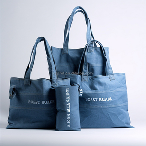 Hot Sale Design Recycle <strong>Bolso</strong> Vaquero Women Shoulder <strong>Denim</strong> Tote Bag Custom Cotton Canvas Shopping Tote Bags with Custom Printed - Product Image 2