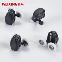 Bonne qualité noir mat salle de douche matériel maison hôtel salle de bain douche roues en acier inoxydable porte coulissante de douche rouleau