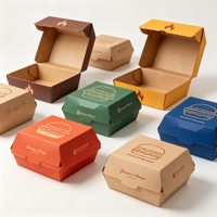Boîtes d'emballage alimentaire en papier pour hamburgers personnalisés, boîtes à hamburgers en kraft pour frites et poulet frit