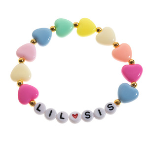 Bracelet élastique en perles acryliques bohèmes en forme de cœur de pêche pour femme PFT - Cadeau de mariage pour l'amitié - Product Image 2